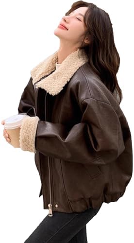 レディースブラウンレザーファージャケット Amazon | [zimumoda] フェイクレザー レディース ヴィンテージ